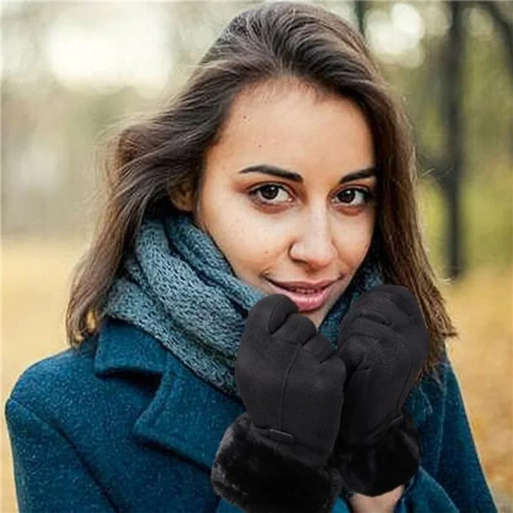 Winter Warm Touchscreen Glove Windproof Elastic Texting Black Gloves Women